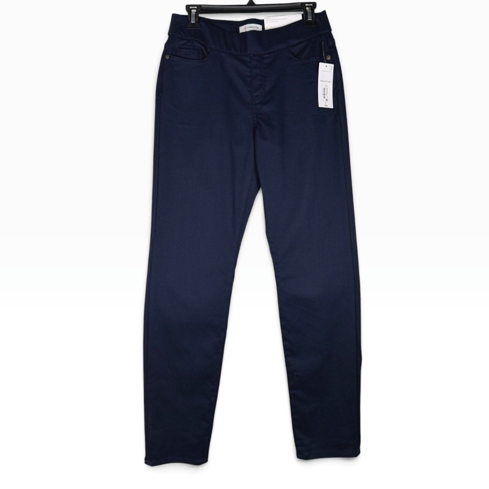 Liz Claiborne Amber Straight Leg Pants Womens 6 Navy Pull On Comfort Stretch NEW